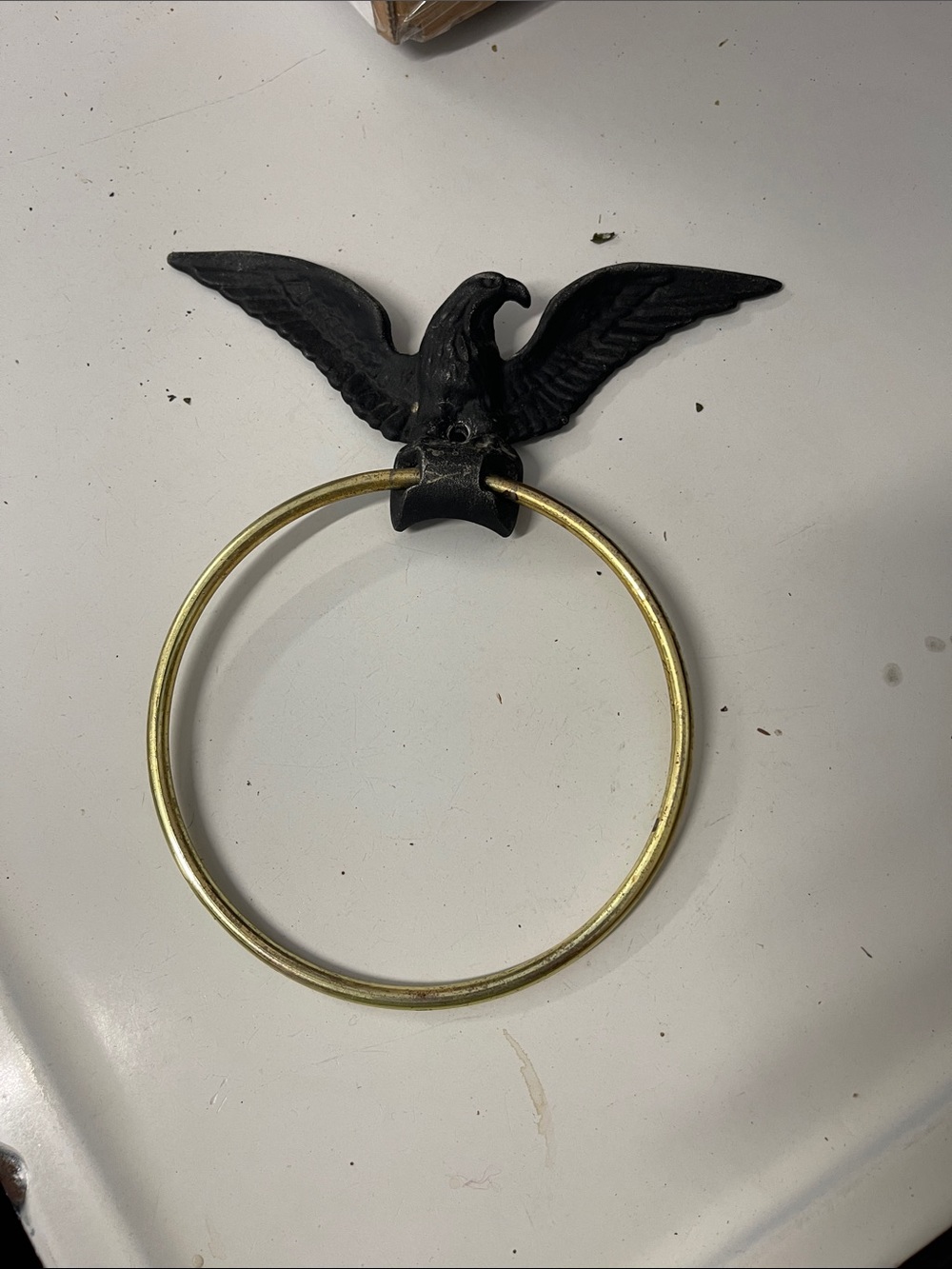 Decorative Eagle Towel Ring in Black and Gold